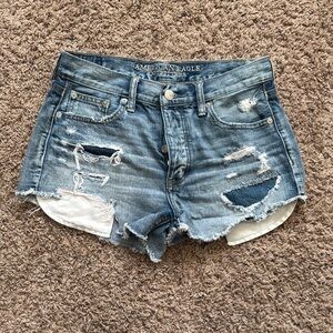 American Eagle Outfitters Blue Distressed Jean Shorts - Size 4